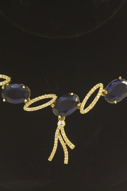 "Midnight Sapphire Oval Necklace & Earring Set" Product code-6028