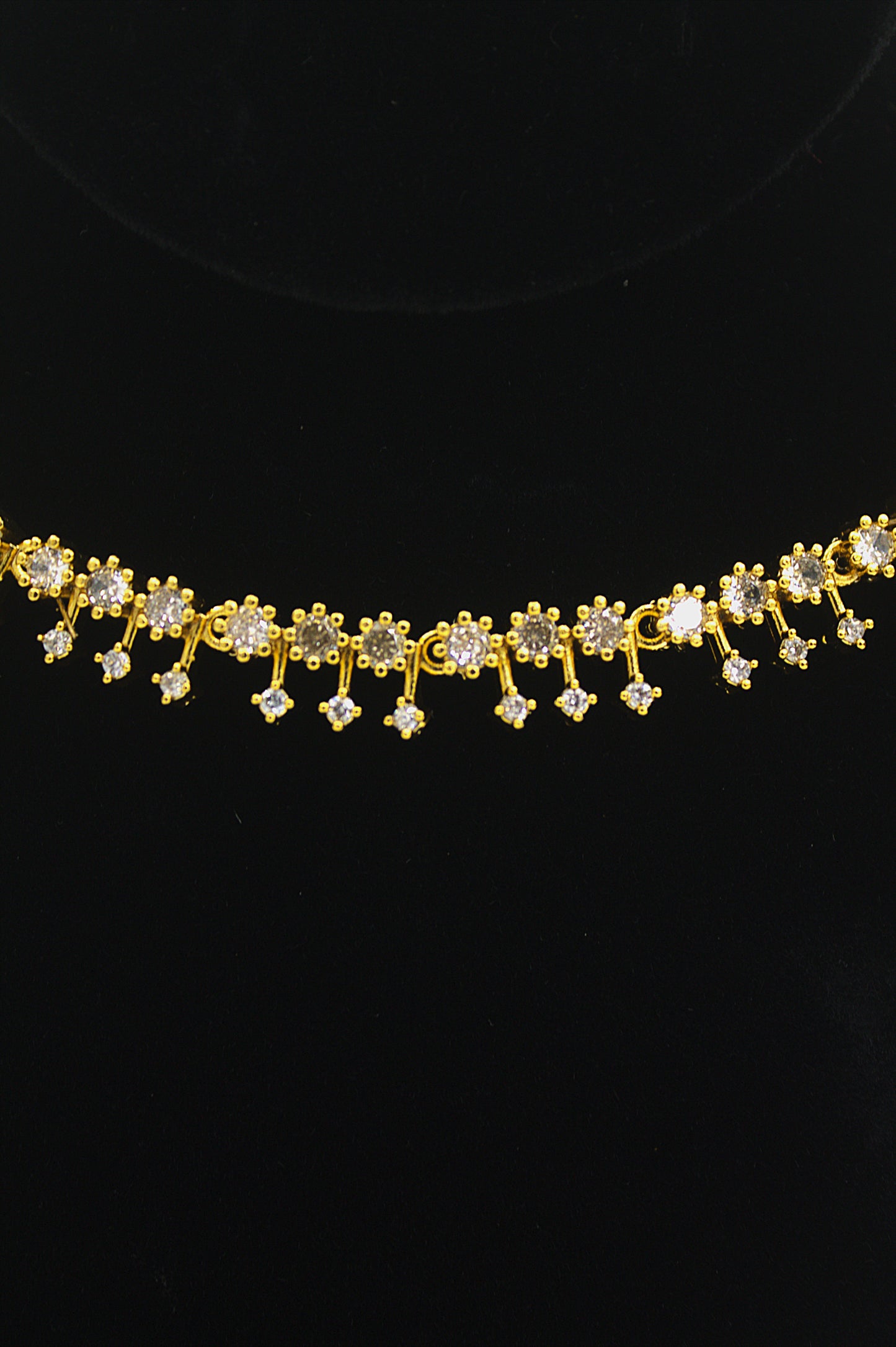 "Regal Bloom CZ Necklace Set – Gold-Plated Bridal Jewelry" Product code-6314