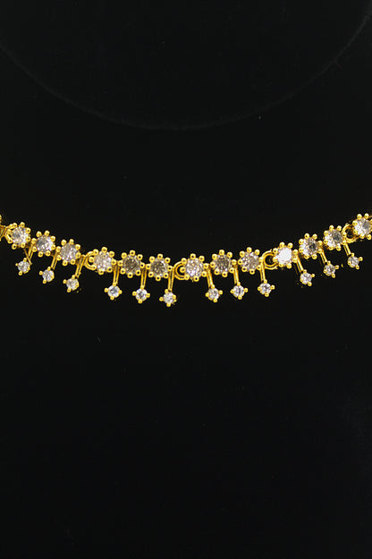 "Regal Bloom CZ Necklace Set – Gold-Plated Bridal Jewelry" Product code-6314