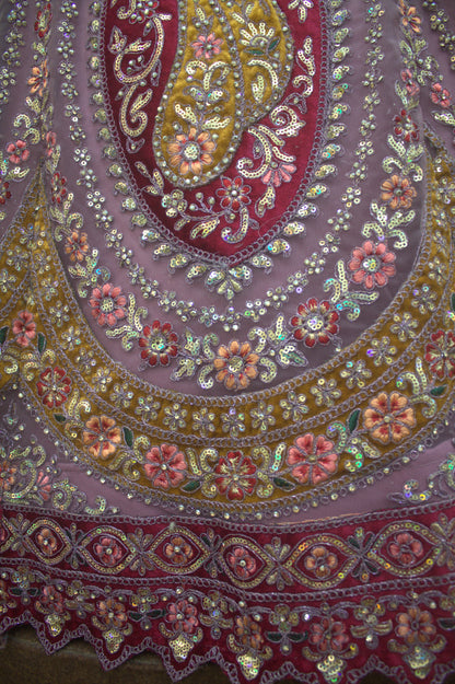 “Rose Pink Velvet Bridal Lehenga with Paisley Motifs & Heavy Zari Embroidery” Product code-1095