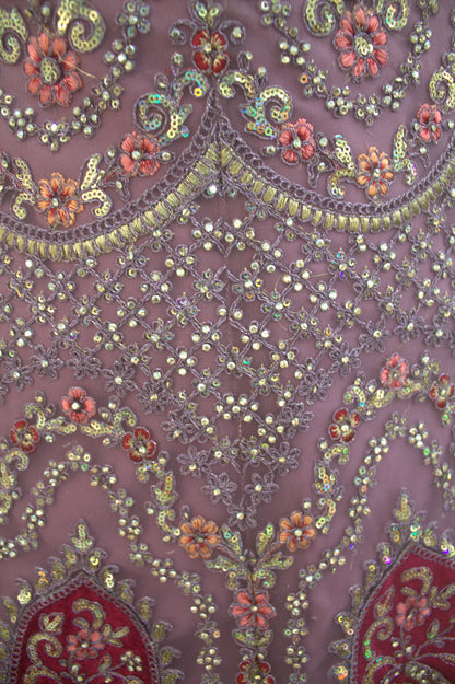 “Rose Pink Velvet Bridal Lehenga with Paisley Motifs & Heavy Zari Embroidery” Product code-1095