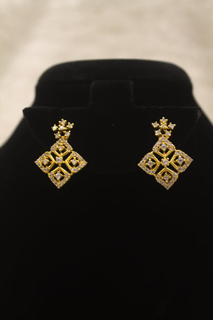 “Gold-Plated Geometric CZ Necklace & Earrings Set” Product code-6339