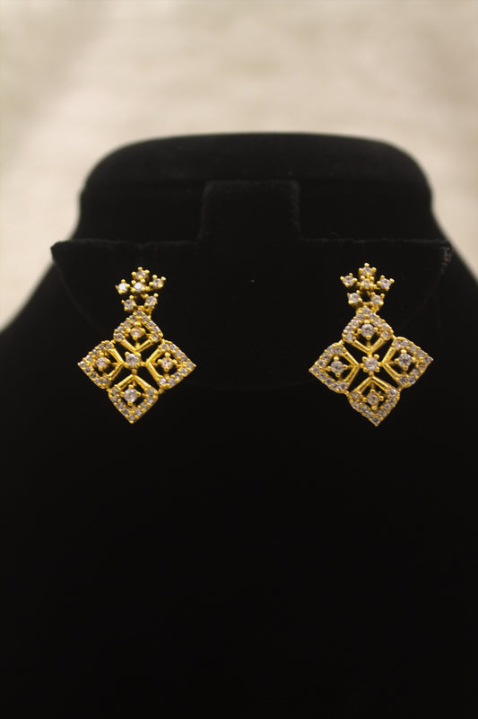“Gold-Plated Geometric CZ Necklace & Earrings Set” Product code-6339