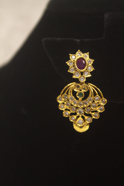 "Antique Gold Ruby Chandelier Necklace & Earring Set" Product code-6029