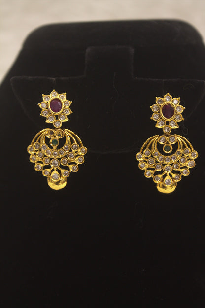 "Antique Gold Ruby Chandelier Necklace & Earring Set" Product code-6029