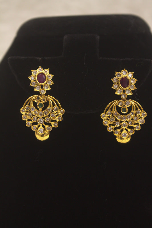 "Antique Gold Ruby Chandelier Necklace & Earring Set" Product code-6029
