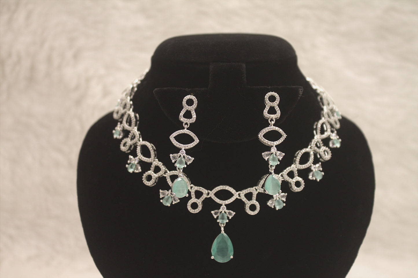 "Emerald Ice Crystal Drop Necklace & Earring Set" Product code-6033