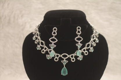 "Emerald Ice Crystal Drop Necklace & Earring Set" Product code-6033
