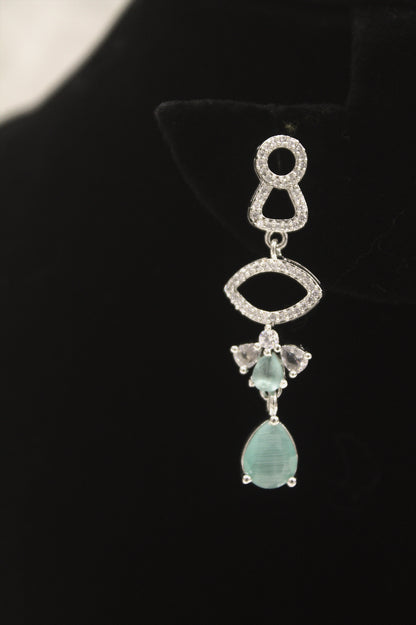 "Emerald Ice Crystal Drop Necklace & Earring Set" Product code-6033