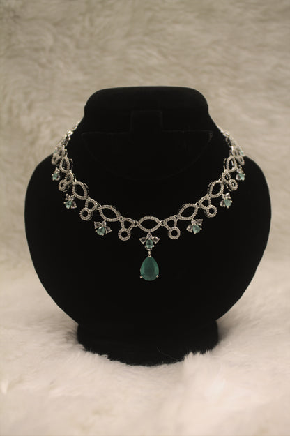 "Emerald Ice Crystal Drop Necklace & Earring Set" Product code-6033