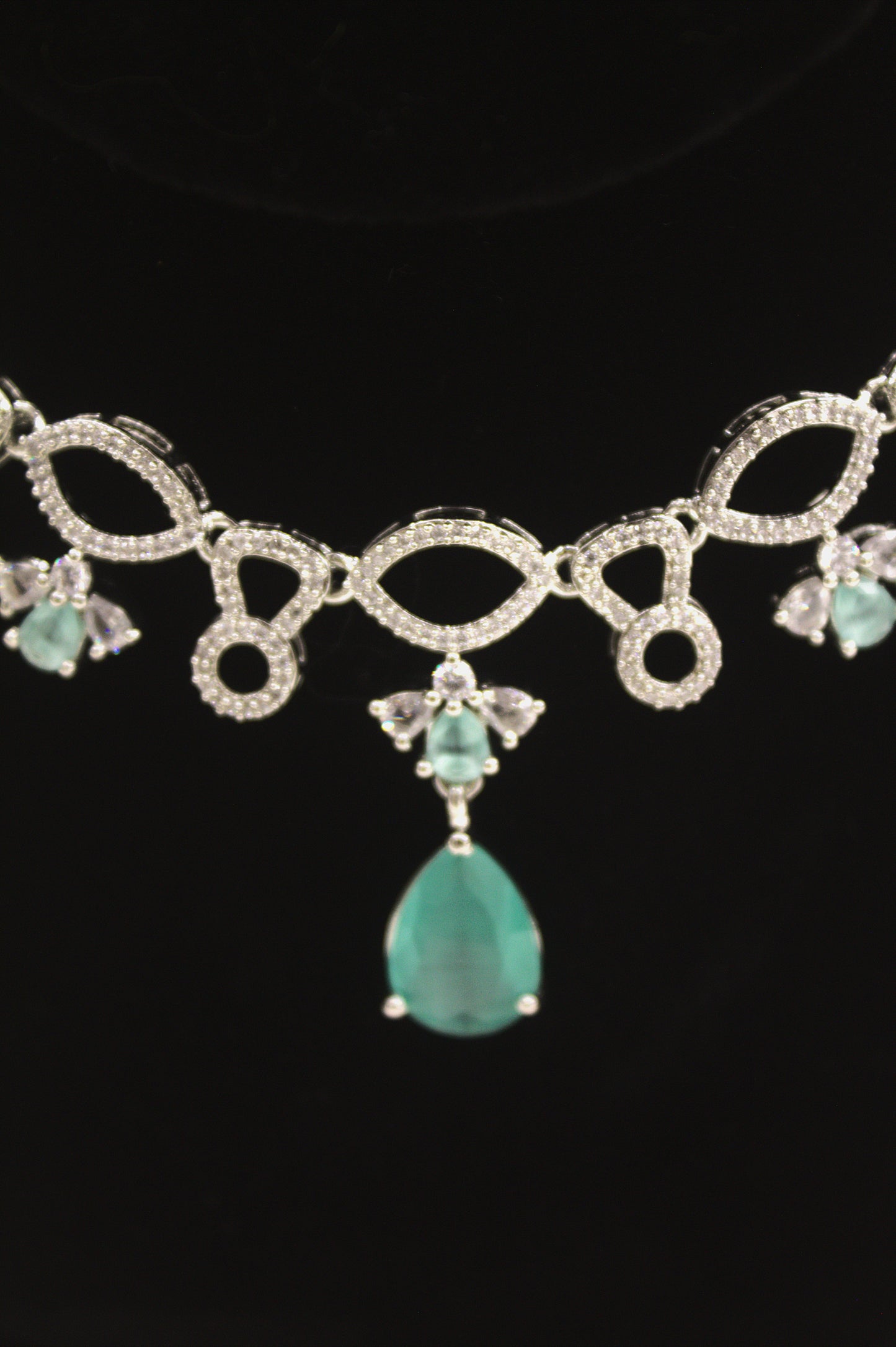 "Emerald Ice Crystal Drop Necklace & Earring Set" Product code-6033