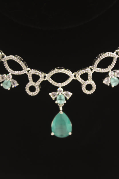 "Emerald Ice Crystal Drop Necklace & Earring Set" Product code-6033