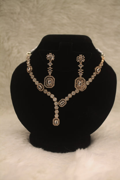 "Radiant Crystal Geometric Necklace & Earring Set" Product code-6048
