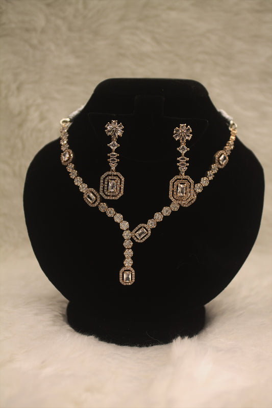 "Radiant Crystal Geometric Necklace & Earring Set" Product code-6048