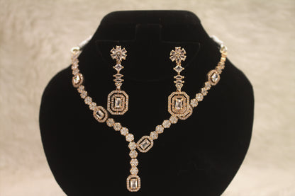 "Radiant Crystal Geometric Necklace & Earring Set" Product code-6048