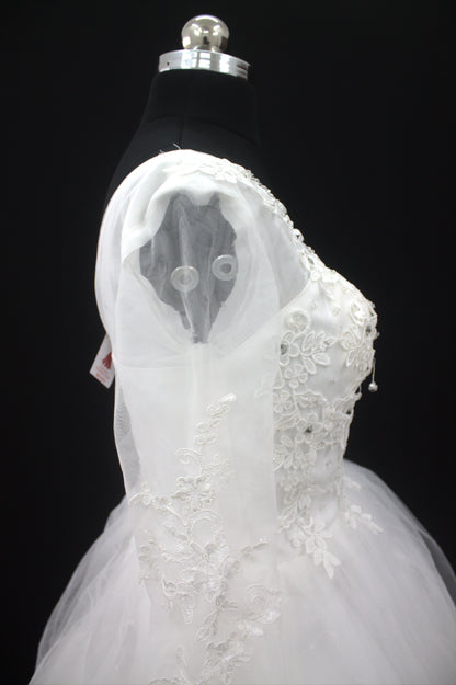 “Celeste Elegant Long Sleeve Ball Gown Wedding Dress with Lace Appliqués & Illusion Neckline-White Gown” Product code-2099