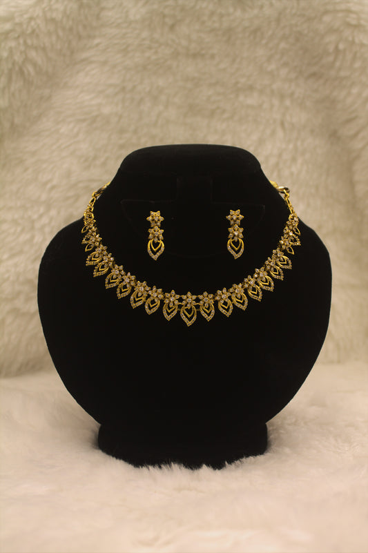 “Sparkling Blossom Choker Necklace with Matching Earrings” Product code-6331