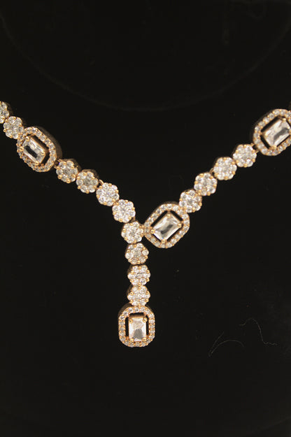 "Radiant Crystal Geometric Necklace & Earring Set" Product code-6048