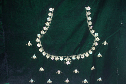 “Emerald Green Velvet Bridal Lehenga with Zardozi & Sequin Hand Embroidery” Product code-1082