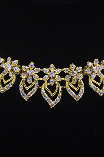 “Sparkling Blossom Choker Necklace with Matching Earrings” Product code-6331