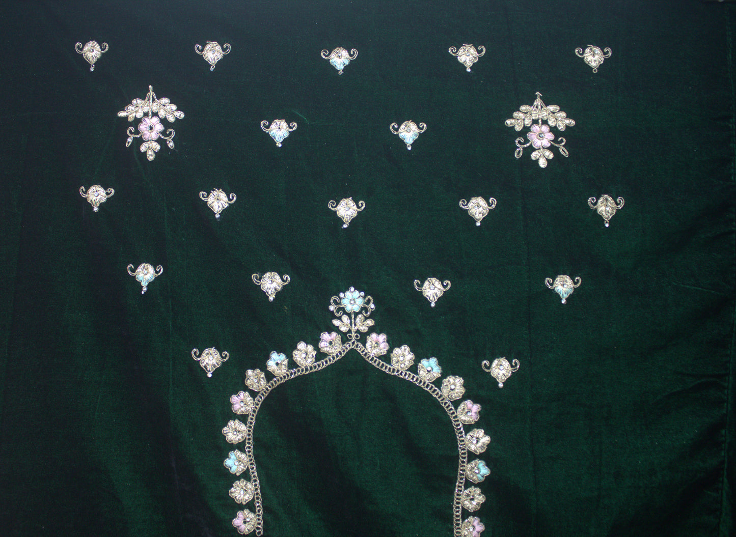 “Emerald Green Velvet Bridal Lehenga with Zardozi & Sequin Hand Embroidery” Product code-1082