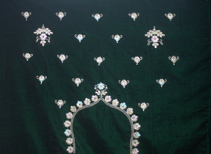 “Emerald Green Velvet Bridal Lehenga with Zardozi & Sequin Hand Embroidery” Product code-1082