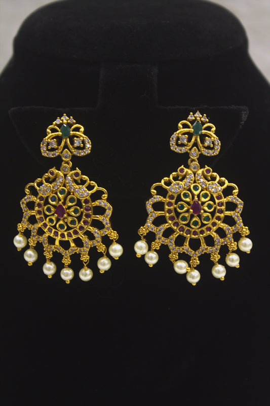 “Traditional Gold-Plated Bridal Necklace Set with Pearls & Earrings” Product code-6012