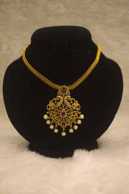 “Traditional Gold-Plated Bridal Necklace Set with Pearls & Earrings” Product code-6012