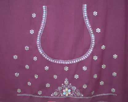 “Plum Velvet Bridal Lehenga with Sequin & Floral Embroidery Work” Product code-1260