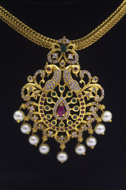 “Traditional Gold-Plated Bridal Necklace Set with Pearls & Earrings” Product code-6012