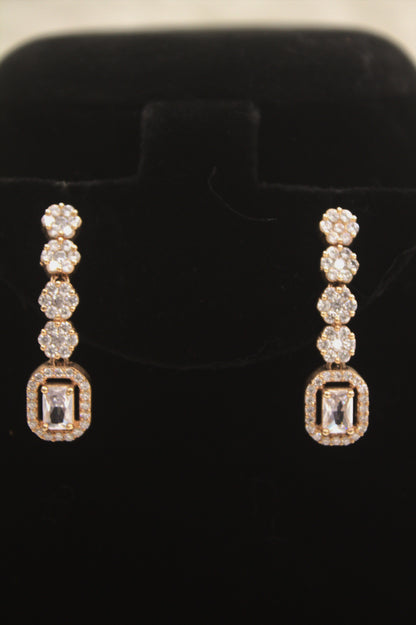 “Elegant Silver Crystal Choker Necklace & Drop Earring Set” Product code-6041