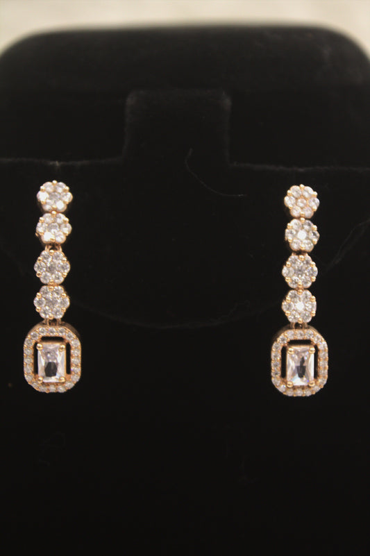 “Elegant Silver Crystal Choker Necklace & Drop Earring Set” Product code-6041