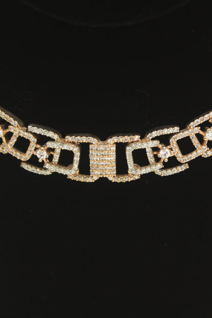 “Elegant Silver Crystal Choker Necklace & Drop Earring Set” Product code-6041