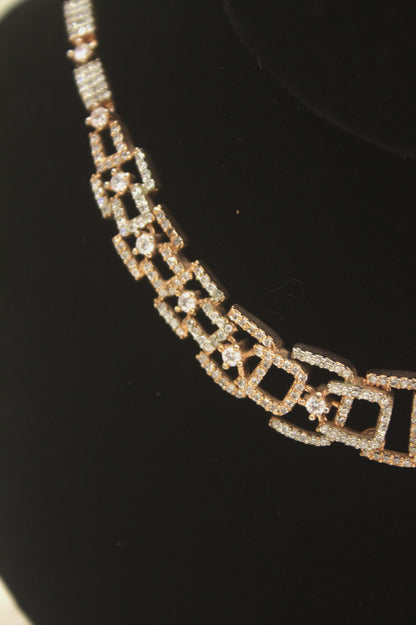 “Elegant Silver Crystal Choker Necklace & Drop Earring Set” Product code-6041