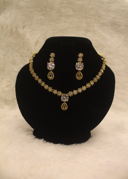 "Aurora Gold-Plated Bridal Necklace & Earrings Set" Product code-6330
