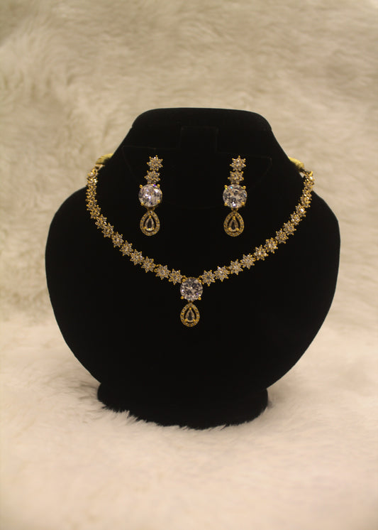 "Aurora Gold-Plated Bridal Necklace & Earrings Set" Product code-6330