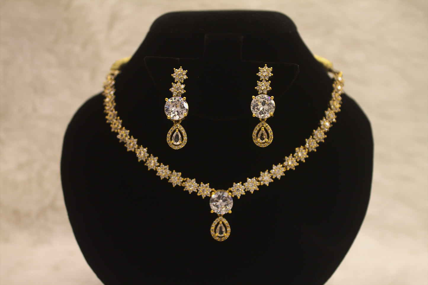 "Aurora Gold-Plated Bridal Necklace & Earrings Set" Product code-6330