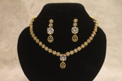 "Aurora Gold-Plated Bridal Necklace & Earrings Set" Product code-6330