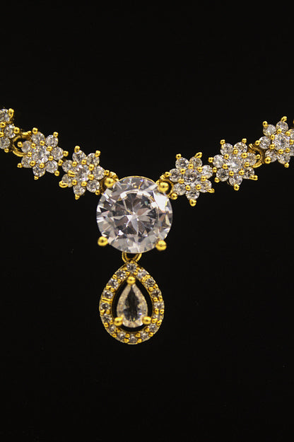 "Aurora Gold-Plated Bridal Necklace & Earrings Set" Product code-6330