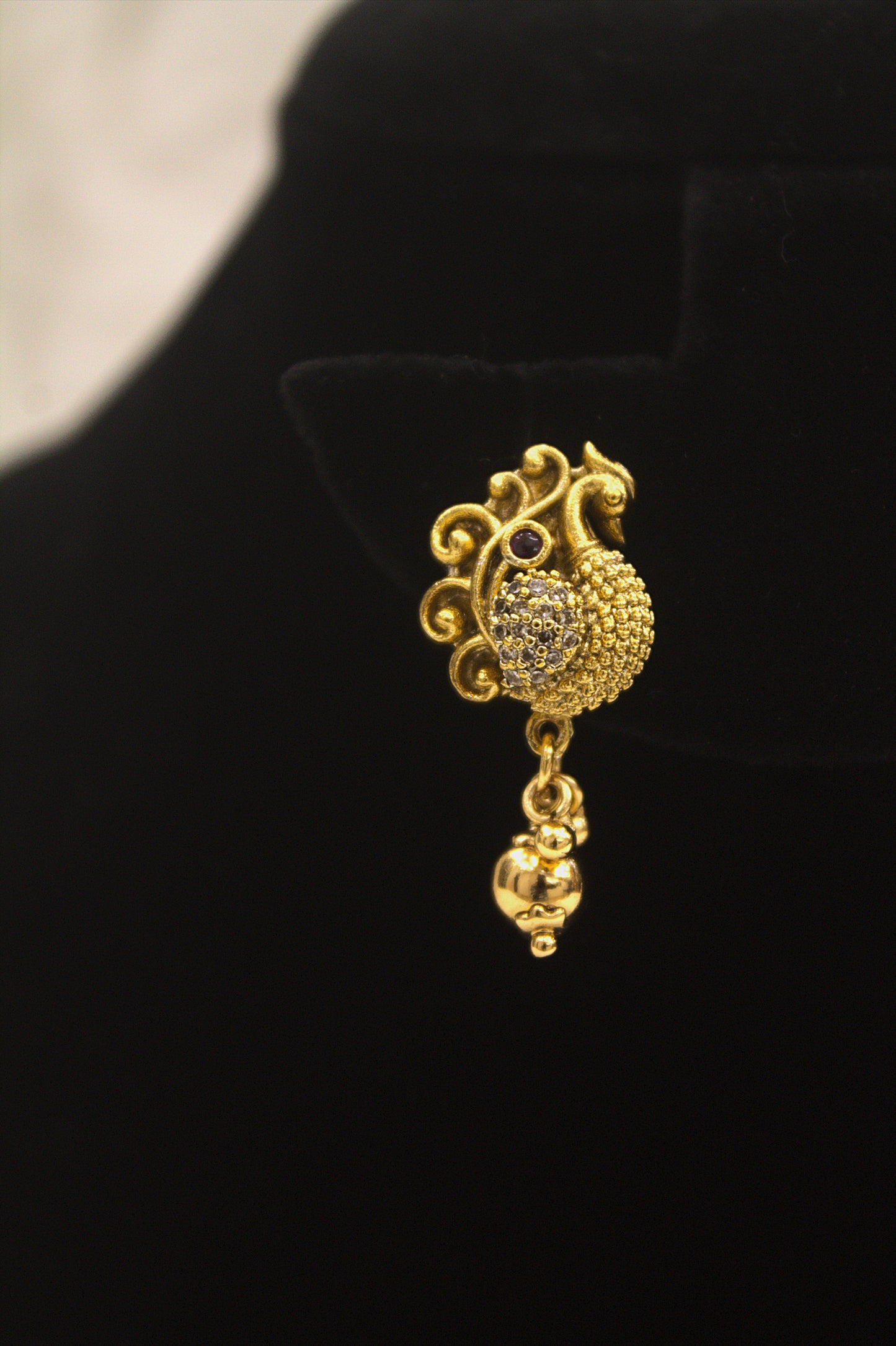 "Antique Lakshmi Temple Necklace Set with Peacock Motifs" Product code-6315