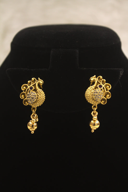 "Antique Lakshmi Temple Necklace Set with Peacock Motifs" Product code-6315