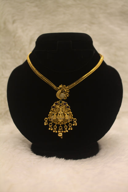 "Antique Lakshmi Temple Necklace Set with Peacock Motifs" Product code-6315