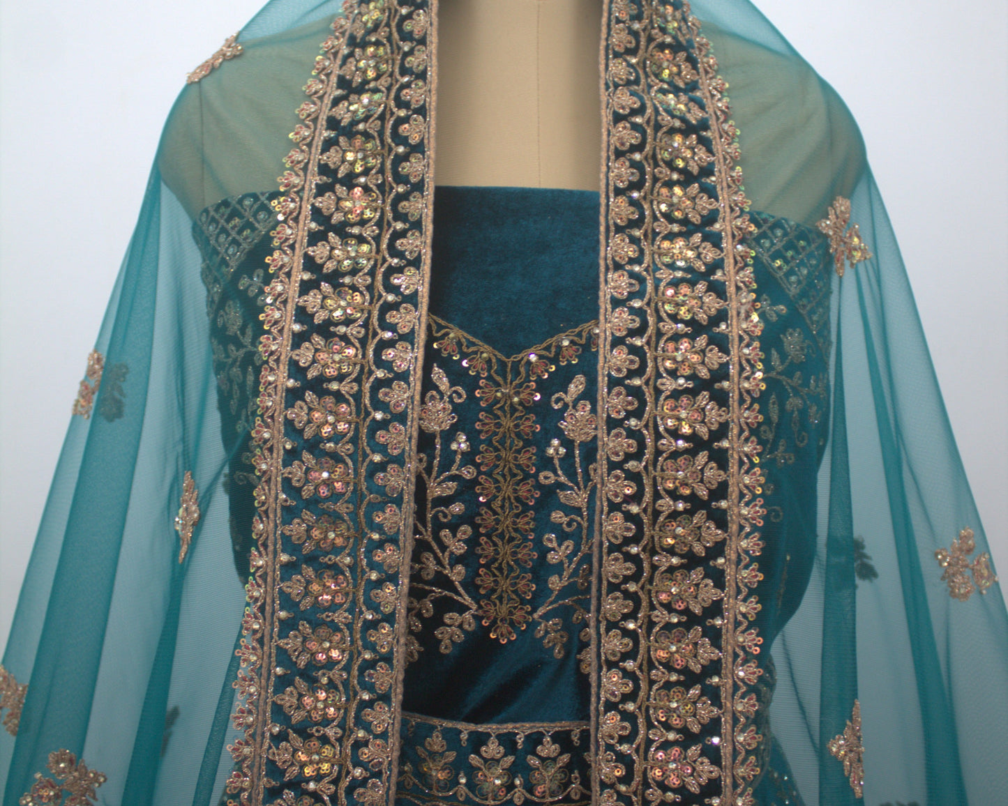 “Emerald Majesty Heavy Embroidered Bridal Lehenga with Sequins & Zari Work” Product code-1247