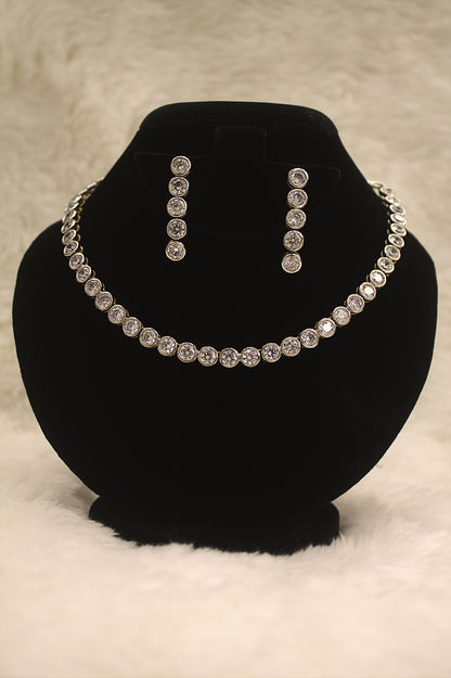 "Timeless Crystal Round Necklace & Drop Earrings" Product code-6138