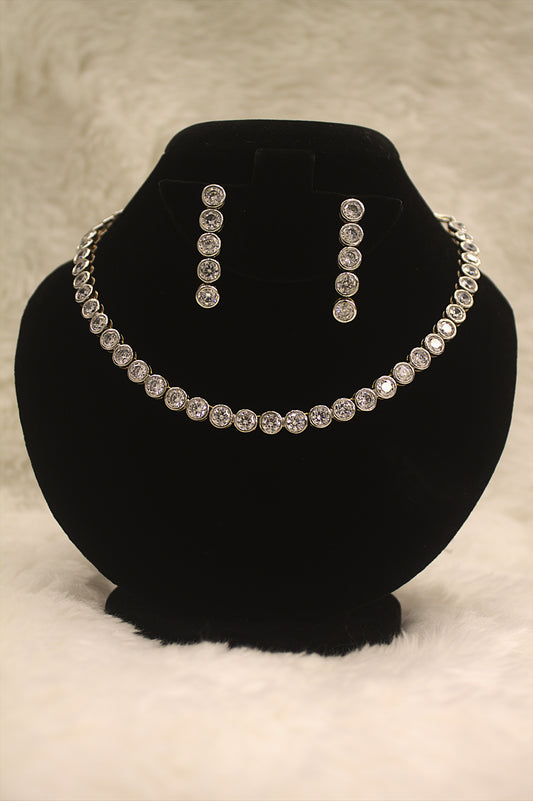 "Timeless Crystal Round Necklace & Drop Earrings" Product code-6138