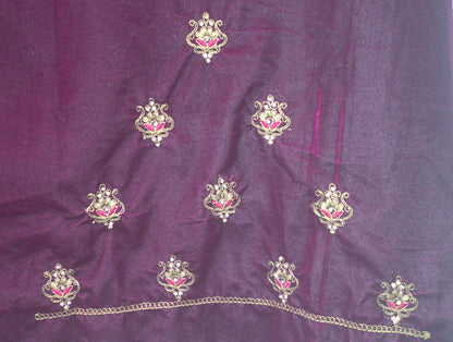 “Plum Velvet Bridal Lehenga with Intricate Floral Embroidery & Net Dupatta” Product code-1310