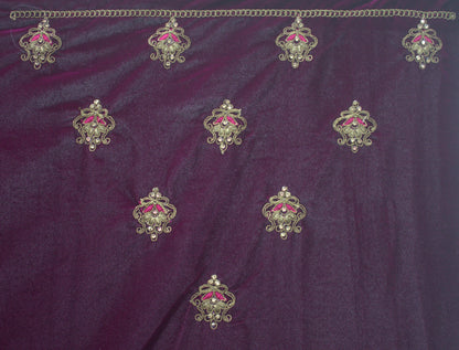 “Plum Velvet Bridal Lehenga with Intricate Floral Embroidery & Net Dupatta” Product code-1310