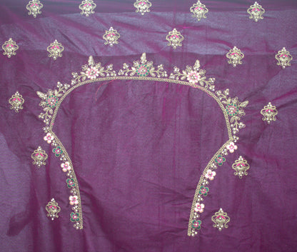 “Plum Velvet Bridal Lehenga with Intricate Floral Embroidery & Net Dupatta” Product code-1310