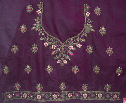 “Plum Velvet Bridal Lehenga with Intricate Floral Embroidery & Net Dupatta” Product code-1310