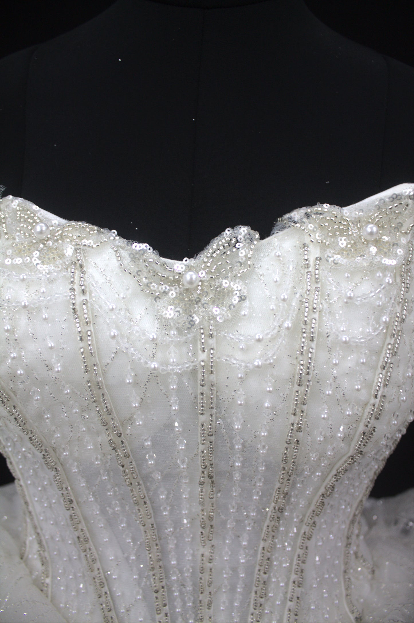 "Ethereal Pearl Off-Shoulder Ball Gown-White Gown" Product code-2093